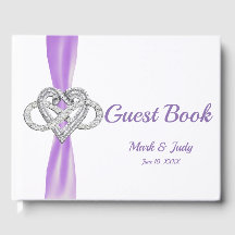 Lila Ribbon Infinity Heart Bröllop Guestbook