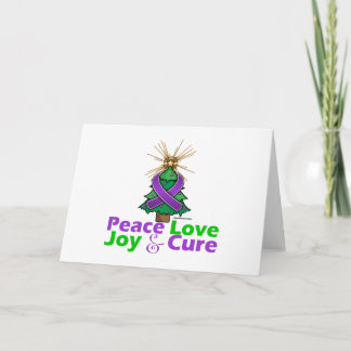 Lila Ribbon jul Peace Kärlek, Joy & Cure Helgkort