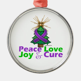 Lila Ribbon jul Peace Kärlek, Joy & Cure Julgransprydnad Metall