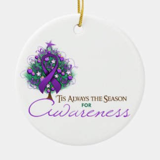 Lila Ribbon Julafton Awareness Season Julgransprydnad Keramik