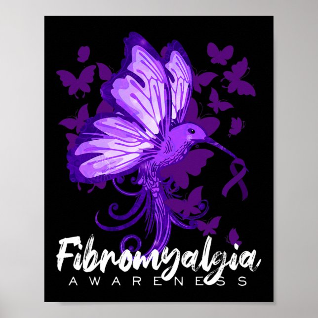 Lila Ribbon - medvetenhet Hummingbird Holding Poster (Framsidan)