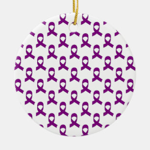 Lila Ribbon Mönster Julgransprydnad Keramik