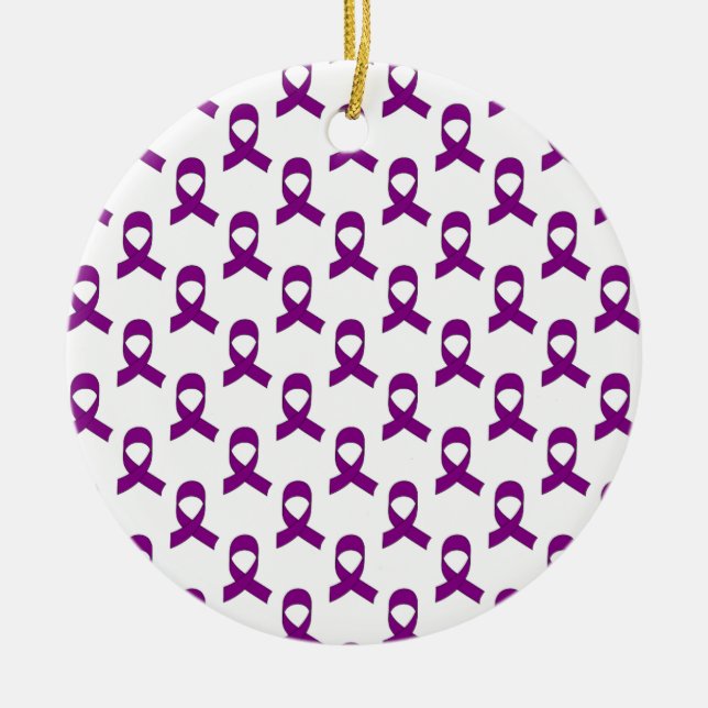 Lila Ribbon Mönster Julgransprydnad Keramik (Framsidan)