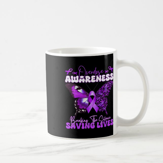 Lila Ribbon Overdose Awareness Day Butterfly Sup Kaffemugg (Höger)
