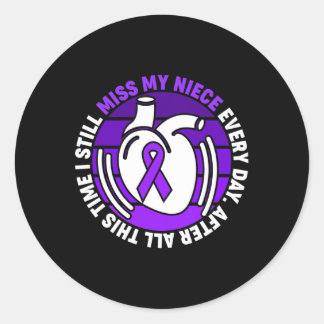Lila Ribbon Overdose Awareness Miss My Niece Mem Runt Klistermärke