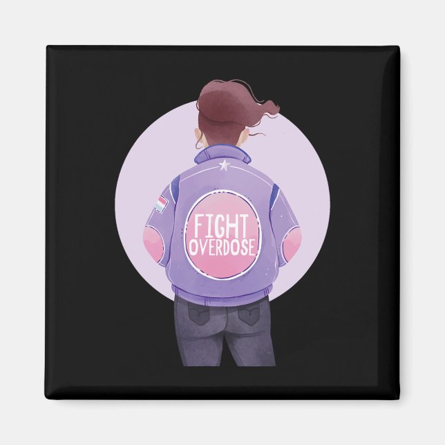 lila Ribbon Överdosering Awaren mot överdosering Magnet (Framsidan)