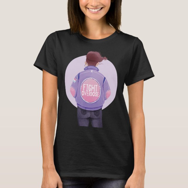 lila Ribbon Överdosering Awaren mot överdosering T Shirt (Framsida)