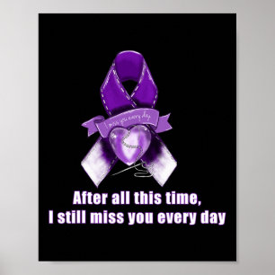 Lila Ribbon Överdosering Medvetenhet Miss You Grie Poster