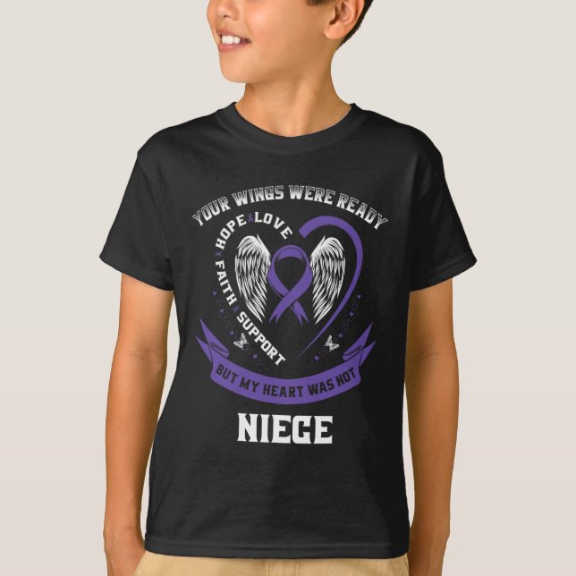 Lila Ribbon Pancreatic Cancer Awareness Niece Han T Shirt (Framsida)
