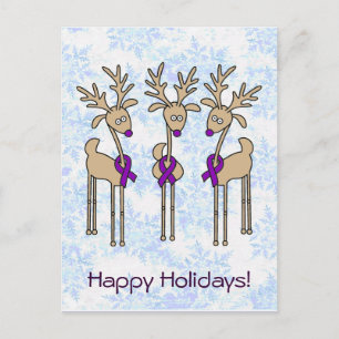 Lila Ribbon Reindeer - Alzheimers sjukdom Helg Vykort