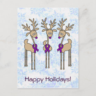 Lila Ribbon Reindeer (Crohns & Colitis) Helg Vykort