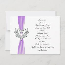 Lila Ribbon Silver Svanar Bachelorette Party Inbjudningar