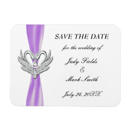 Lila Ribbon Silver Svanar Spara datum magneter