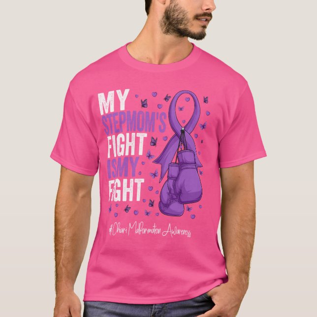 Lila Ribbon Stepmor Chiari Missformation Medveten T Shirt (Framsida)