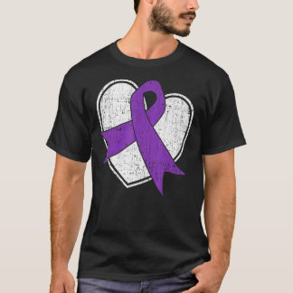 Lila Ribbon Support Survivors Domestic Violence T Shirt
