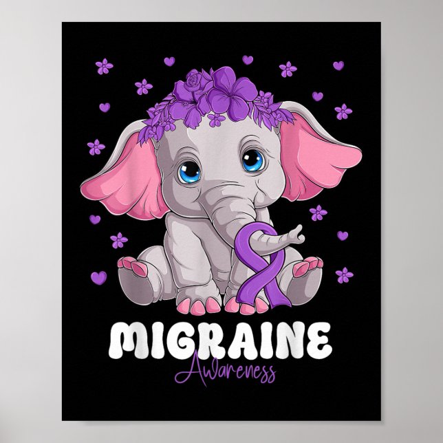 Lila Ribbon Survivor Warrior Migraine Awareness Poster (Framsidan)