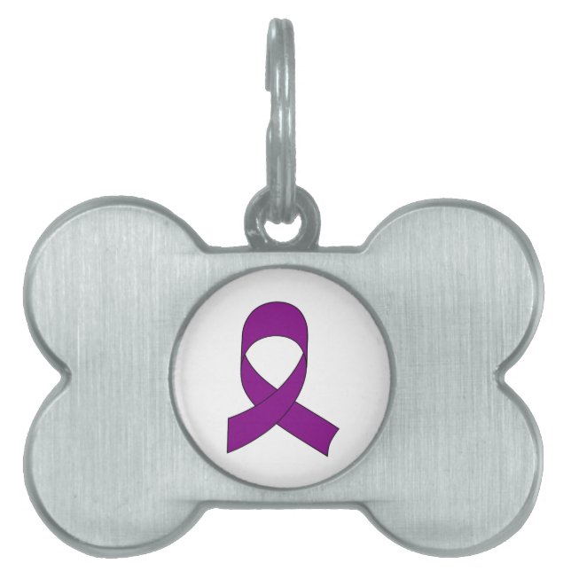 Lila Ribbon Teckning ID-bricka Husdjur (Framsidan)