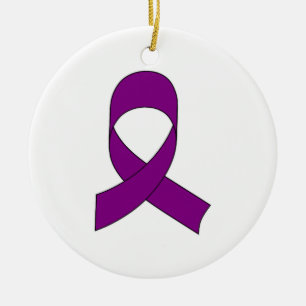 Lila Ribbon Teckning Julgransprydnad Keramik