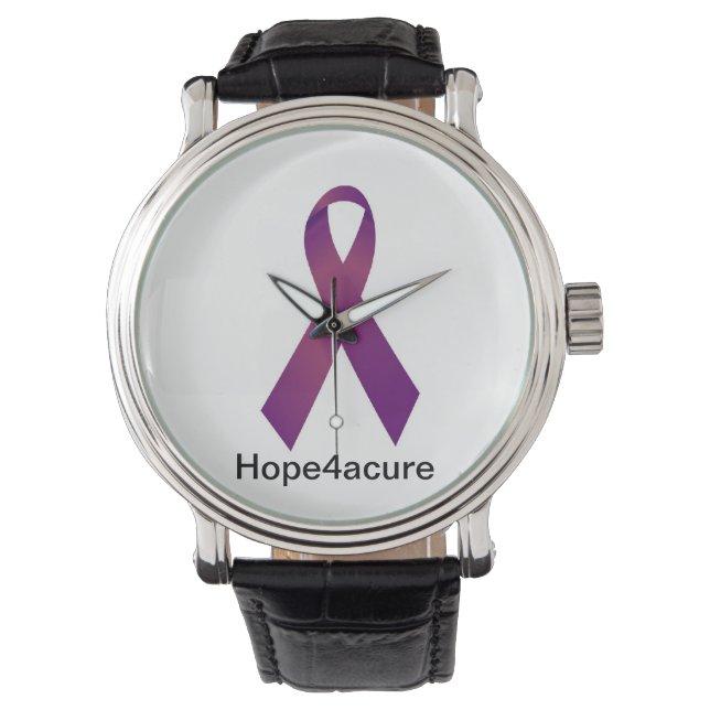 Lila Ribbon tittar på Cystic Fibrosis Lupus Fibro Armbandsur (Framsida)