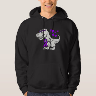 Lila Ribbon Trex Dino Epilepsy Awareness Kids Bo Hoodie