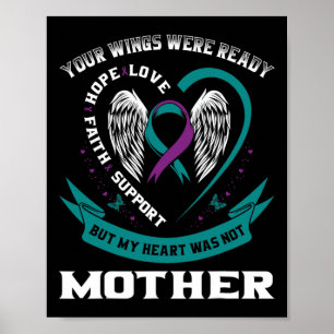 Lila Ribbon Vingar Suicide Awareness Prevention M Poster