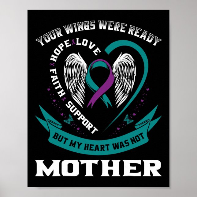 Lila Ribbon Vingar Suicide Awareness Prevention M Poster (Framsidan)
