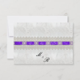 Lila Ribbon, Vit Satin Bröllop OSA Kort