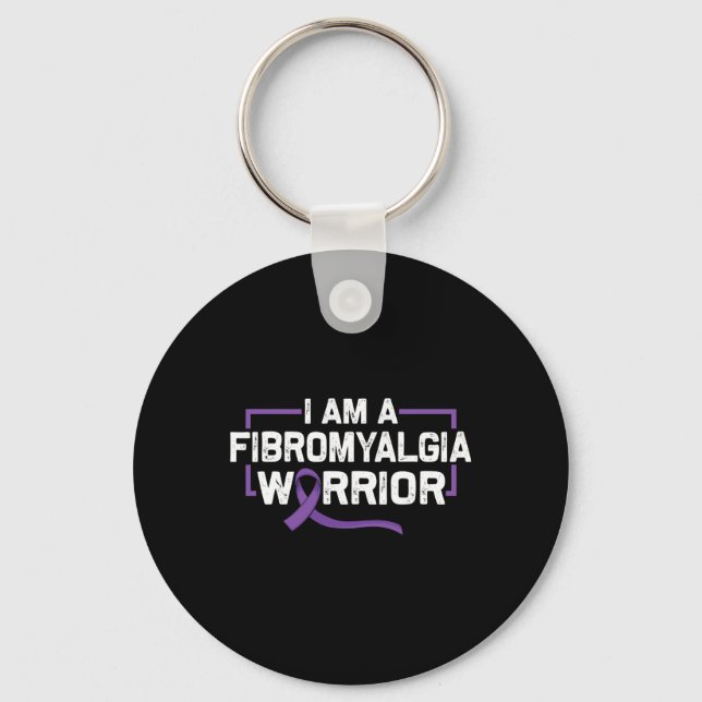 Lila Ribbon Warrior of Fibromyalgia Awareness Nyckelring (Framsida)