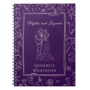 Lila riddare och prinsessa Fantasy blommig linje k Anteckningsbok