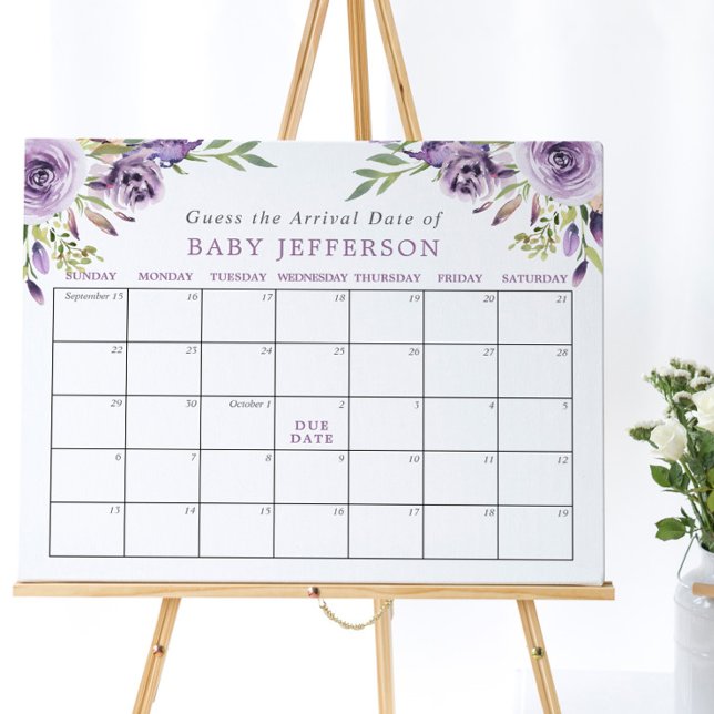 Lila Ro Baby Shower gissar förfallodatumkalender Poster (Skapare uppladdad)