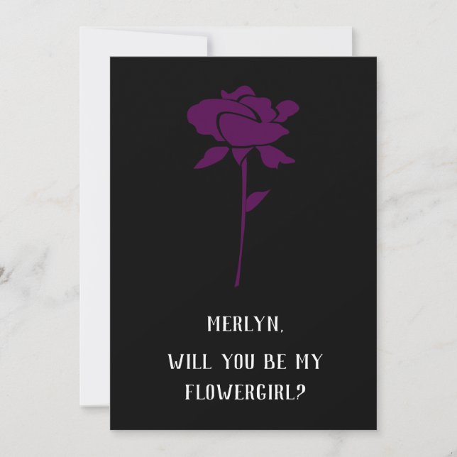 Lila Ro blir du min blommflicka Bröllop Inbjudningar (Framsida)