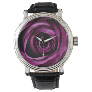 Lila ro blomma armbandsur