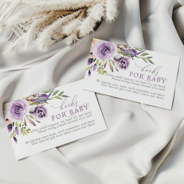 Lila Ro Blommigt Bok för Baby djurutrymmeskort för Tilläggskort (Skapare uppladdad)