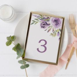 LILA RO BLOMMIGT BORD 3 BRÖLLOP BORDSNUMMER