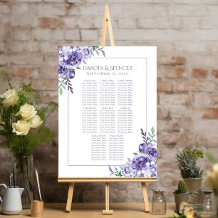 Lila Ro Blommigt för Elegant 10 Sittplatsdiagram Poster