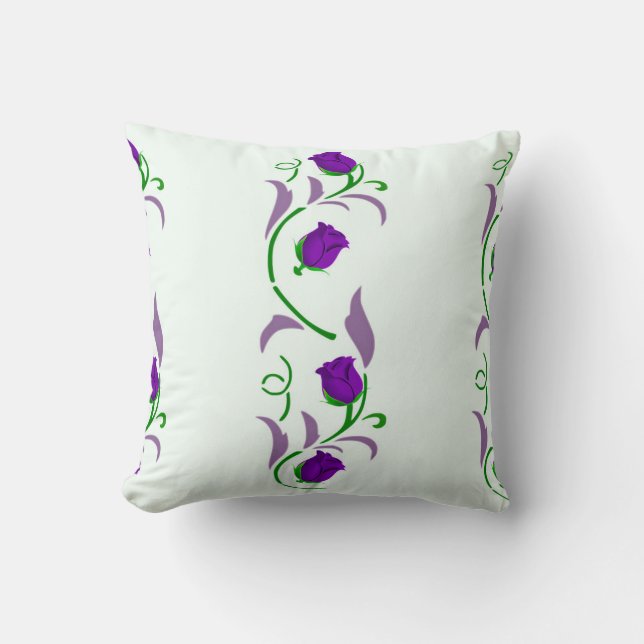 Lila Ro Blommigt Kudde (Framsida)