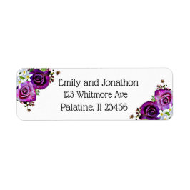 Lila Ro Blommigt Returadressetikett för  Returadress Etikett