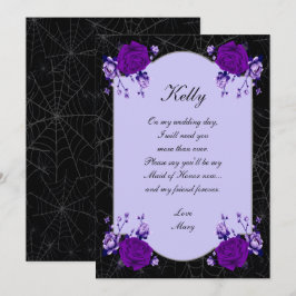 Lila Ro Blommigt Spindelnät Fall Maid of honor Inbjudningar