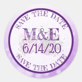 Lila Ro Blommigt Tack Bröllopstiftare Runt Klistermärke