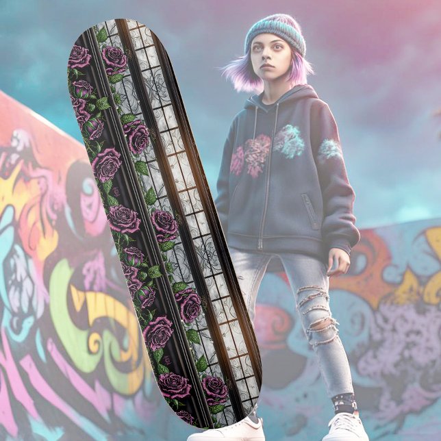Lila ro bredvid fönstret - gothic stil mini skateboard bräda 18,5 cm (Skapare uppladdad)