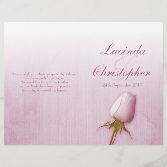 Lila ro bud lilax bröllopsprogram (Framsida)