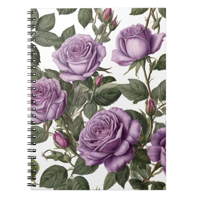 Lila Ro Budding Rosor Anteckningsbok (Framsidan)