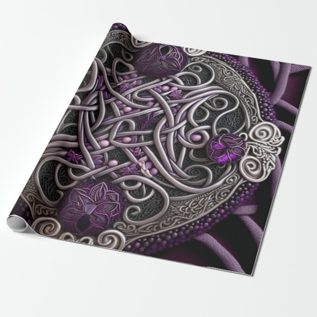 Lila Ro Celtic Knot Presentpapper (Utrullad)