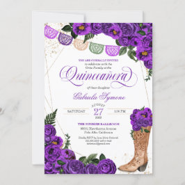 Lila Ro Charra Cowgirl Boots Quinceañera Inbjudningar