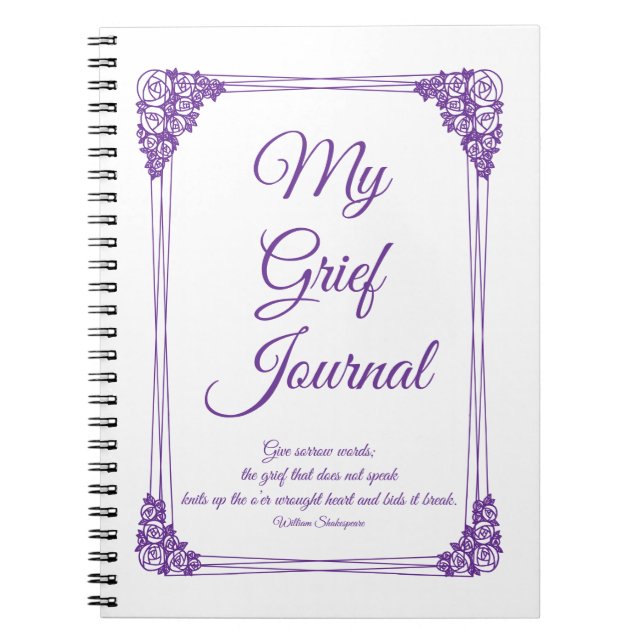 Lila Ro Cluster Gräns Grief Journal Anteckningsbok (Framsidan)
