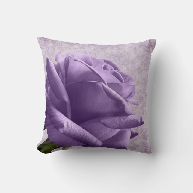 Lila Ro & Damask Blommigt Pillow Kudde (Framsida)