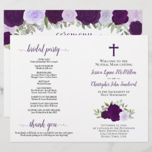 Lila Ro DIY Fold Catholique Bröllopsprogram