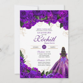 Lila Ro Elegant Blommigt 15:e födelsedagskvot Inbjudningar