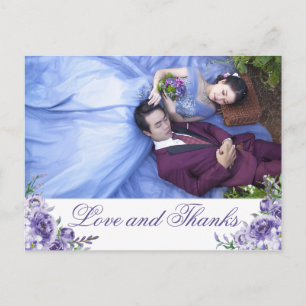 Lila Ro Elegant Blommigt Boho Tack Photo Vykort