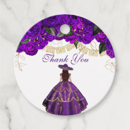 Lila Ro Elegant Blommigt Charro Quinceanera Gåvor Etiketter